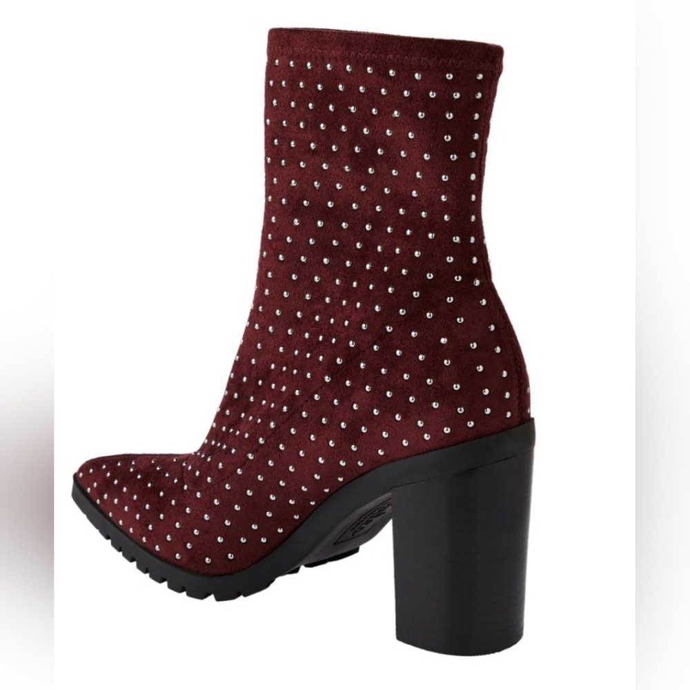Burgundy Charles By Charles David Studded Stretch Boot